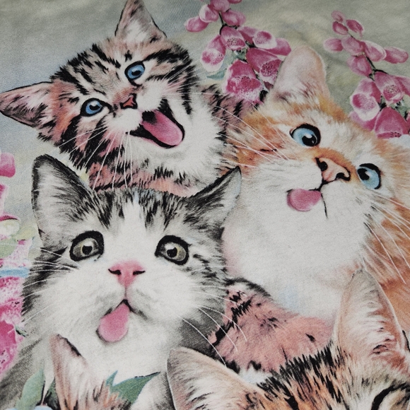 The Mountain Cat Selfie T Shirt Unisex L Bleached Dye Wash,kitty Crazy Cat Lady - Picture 8 of 8